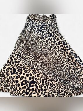Robert Louis Leopard Print Maxi Skirt, Black & Cream, Size Small